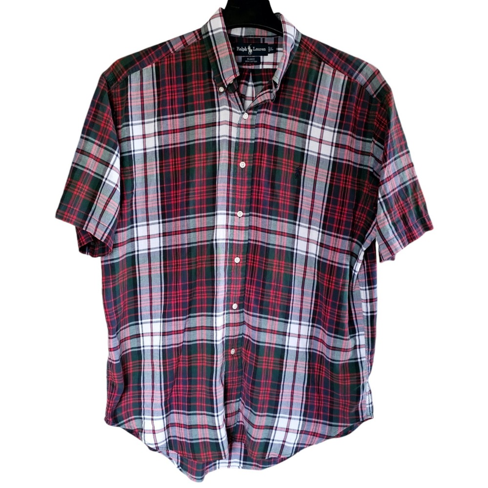 Ralph Lauren Blake Shirt Men's‎ Large Multicolor Plaid Short Sleeve